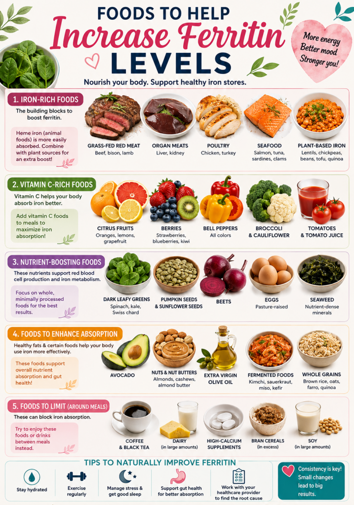 Foods to help increase Ferritin Levels.